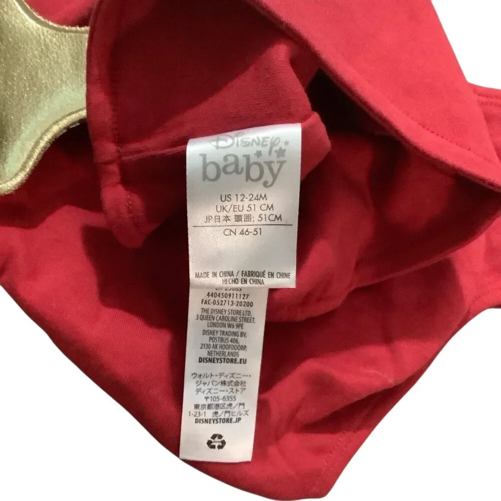 Disney Baby Christmas Gold Antlers Hat Diaper Cover‎ My 1st Christmas 12-24 Mo